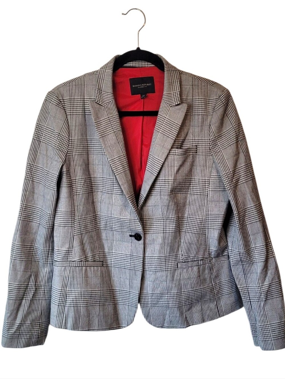 Banana Republic Stabdard Fit Black & White Houndstooth Women's Blazer Size 12